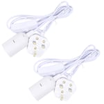 2 Pack E27 Lamp Holder Socket,Pendant Light Ceiling Lighting Suspended Hanging Light Fitting Cable Plug with On/Off Switch-UK Plug for Ceiling Lamps Table Floor Lights (White)