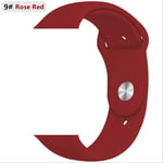 SQWK Strap For Apple Watch Band Silicone Pulseira Bracelet Watchband Apple Watch Iwatch Series 5 4 3 2 38mm or 40mm ML rose red 9
