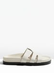 HUSH Carley Leather Cage Slide Sandals, Off White
