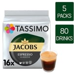 Tassimo Coffee Pods Jacobs Espresso Classico 5 Packs (80 Drinks)