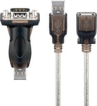 USB till serieport-adapter (RS-232) med USB förlängningssladd 1.5 meter