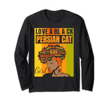 Black Independence Day - Love a Black Persian Cat Girl Long Sleeve T-Shirt