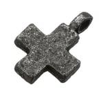 Antique Black Iron Plain Cross Charm Pendant With Loop 18mm - Pack Of 1 (c93/1)