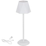 Clauss 10011 Lampe de table LED rechargeable par USB sans fil avec variateur en métal pour intérieur et extérieur IP54 Blanc