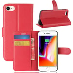 iPhone SE 3 5G (2022) / 2020 8/7 - Läderfodral plånbok Röd