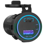 PD USB C-uttag 12V: Typ C bil USB-uttag uttagsinstallation
