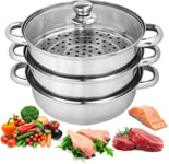 New 3 Tier Steamer Induction Steam Steaming Pot Stainless Steel Kitchen Cookware 22cm Cooking Pot Usable Home Kitchen Cookware