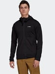 adidas Terrex Tech Flooce Light Hooded Hiking Jacket - Black, Multi, Size L, Men