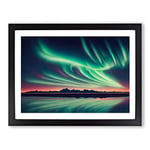 Soothing Aurora Borealis H1022 Framed Print for Living Room Bedroom Home Office Décor, Wall Art Picture Ready to Hang, Black A2 Frame (64 x 46 cm)