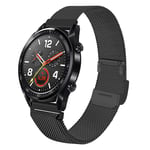 Coholl Compatible with Huawei Watch GT/GT 2e/GT 2 (46mm) Strap,22mm Stainless Steel Bracelet Adjustable Straps Replacement Wrist for Huawei Watch GT watch Bands,Mesh-Black