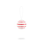 Kähler julekule porselen hvit ø5cm med røde striper omaggio