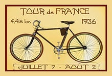 Schatzmix Plaque Murale en métal Motif Tour de France 1936 Juillet 7 Aug 20 x 30
