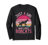 Just A Girl Who Loves Bobcats, Vintage Bobcats Girls Kids Long Sleeve T-Shirt