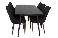 Venture Design Black Veneer & Leone matgrupp Svart/svart 6 st stolar & bord 180 x 85 cm