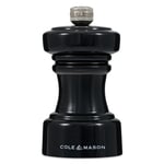 Cole & Mason H233067 Hoxton Black Gloss Pepper Mill, Precision+ Carbon Mechanism, Compact Pepper Grinder with Adjustable Grind, Beech Wood, 104mm, Seasoning Mill, Lifetime Mechanism Guarantee