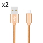 Pack de 2 Cables Metal Nylon Type C pour JBL FLIP 5 Smartphone Android Chargeur Connecteur - OR