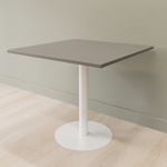 Cafébord kvadratiskt med runt pelarstativ, Storlek 80 x 80 cm, Bordsskiva Mörkgrå, Stativ Vit