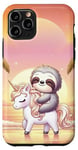 Coque pour iPhone 11 Pro Kawaii Sloth on Unicorn Escapade
