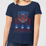 Autobots Classic Ugly Knit Women's Christmas T-Shirt - Navy - XXL