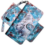 COTDINFOR Case for Huawei P30 Lite Case Wallet Cool Animal 3D Effect Painted PU Leather Flip Magnetic Clasp Card Holder Stand Cover for Huawei P30 Lite/Nova 4E White Tiger BX.