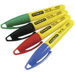STANLEY 2-47-329 Märkpenna 4-pack, svart/röd/grön/blå