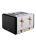 Tower Cavaletto Black and Rose Gold 4 Slice Toaster