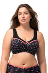 Ulla Popken Femme Grandes Tailles Soutien-Gorge de Maintien, sans Armatures. Imprimé Bouche. Bonnet C-F. Noir 95C 823305100-95C
