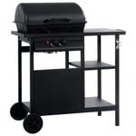 Festnight Gas BBQ Grill with 3-layer Side Table, with Wheels - Easy to Move, Piezo Ignition Black