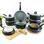 9 Pcs Forged Aluminium Induction Cooking Saucepan Pots Frying Pans Cookware Set
