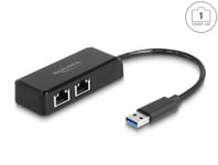 Delock - Nätverksadapter - Usb 3.0 - Gigabit Ethernet X 2 - Svart