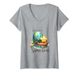 Womens Earth Day April 22 Save The Ocean Row Boat Star V-Neck T-Shirt