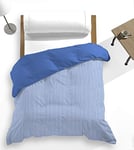 Catotex Parure de lit avec Housse de Couette réversible Motif Rayures 50 % Coton, 50 % Polyester. Lit 150/160 cm Bleu Saphir. Modèle Nalu