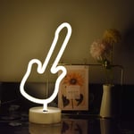 BuyWin Novelty Guitar Neon Light Sign Battery&USB Powered LED Neon Table Lamps Warm White Guitar Shaped Neon Night Light Decor for Kids Children Bedroom Birthday Party(Guitar)