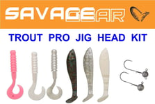 SAVAGE GEAR 6+2 TROUT PRO JIG HEAD KIT CANNIBAL 4PLAY SHAD & GRUB FISHING LURES