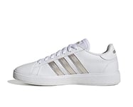 adidas Women's Grand Court Sneaker, Footwear White Platin Metallic Footwear White, 9.5 UK