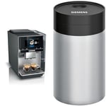 Siemens TP705GB1 EQ700 Home Connect Bean to Cup Fully Automatic Freestanding Coffee Machine - Anthracite & insulated milk container TZ80009N, FreshLock lid, space-saving, 0.5 L, stainless steel