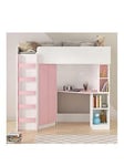 Very Home Miami Fresh High Sleeper Bed With Desk, Wardrobe, Shelves And Mattress Options (Buy And Save!) - Pink - Bed Frame With Standard Mattress
