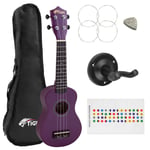 Tiger Purple Soprano Ukulele for Beginners with Ukulele Wall Mount