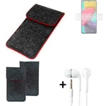 Case for Samsung Galaxy M53 5G dark gray red edges Cover + earphones