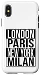 Londres Paris New York Milan - 4 VILLES DE LA MODE DU MONDE Coque pour iPhone X/XS