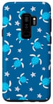 Coque pour Galaxy S9+ Joli motif floral tortue de mer bleu marine corail et coquillage