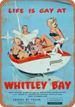 not British Railways Whitley Bay Metal Painted Retro Art Poster Iron Tin Wall Signs Decoration Plaque Warning for Bar coffee Hotel Office Bedroom