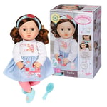Baby Annabell Sophia, brunette 707234 - 43cm Doll with Super Soft Fabric Body with Dress, Leggings & Shoes for Toddlers - Includes Hairband & Brush - Hand Washable - Suitable from 2 Years