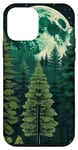 Coque pour iPhone 12 mini Forêt Nature Montagne Lune Vert Arbre Pin Aventure Randonnée