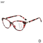 Women Floral Round Myopic Eyeglasses Nearsighted Optical Lady D Red +300