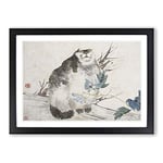 Big Box Art Fat Cat by Ren Yi Framed Wall Art Picture Print Ready to Hang, Black A2 (62 x 45 cm)