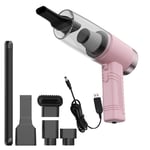 NCBH Portable Mini 12v Car Vacuum Cleaner 3 in 1 High Power 120w Wet and Dry Auto Interior Vacuum Cleaner with Light and Aromatherapy,Pink,Wired