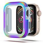 Wehilion Coque de protection ultra fine HD en alliage d'aluminium pour Apple Watch Série 6 / SE/Series 5 / Series 4 44 mm Full Coverage Case Contre les rayures et les chutes - Arc-en-ciel