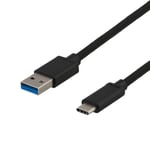 DELTACO Deltaco Ladekabel USB-A til USB-C, 1 m, svart 7333048030245