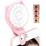 AJH Selfie Light Ring for iPhone and Android, Rechargeable Portable Clip-on Mini Phone Lights with 32 LED Bulbs, 9-Level Adjustable Brightness for iPad, Video, Sumsung, C